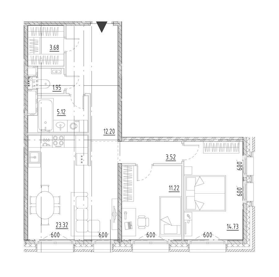 2-комнатная квартира 75.74 м², 2/9 эт., ЖК «LEGENDA Малоохтинский 68»